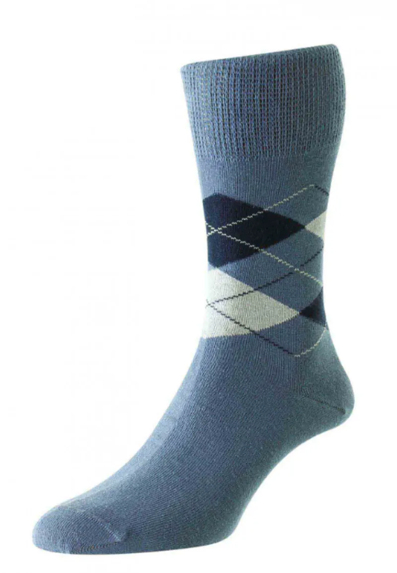 HJ Hall Argyle Organic Cotton Comfort Top Blue HJ644 